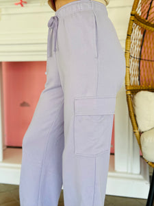 Lavender Fog Straight Cargo Sweatpants