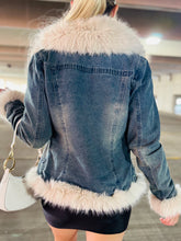 Blue Denim Fur Trim Coat