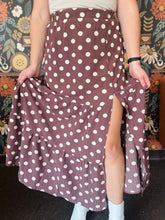 Brown Tiered Polka Dot Maxi Skirt