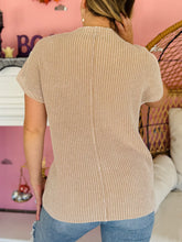 Ash Mocha Mock Neck Short Sleeve Sweater