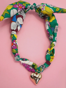 Gold Heart Scarf Necklace