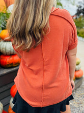 Rust Ribbed V-Neck Top