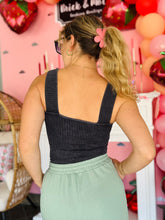 Charcoal Ribbed Padded Tank Top