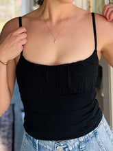 Ruched Black Cropped Tank Top