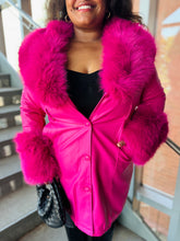 Hot Pink Leather Fur Coat