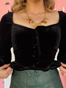Black Velvet Long Sleeve Top