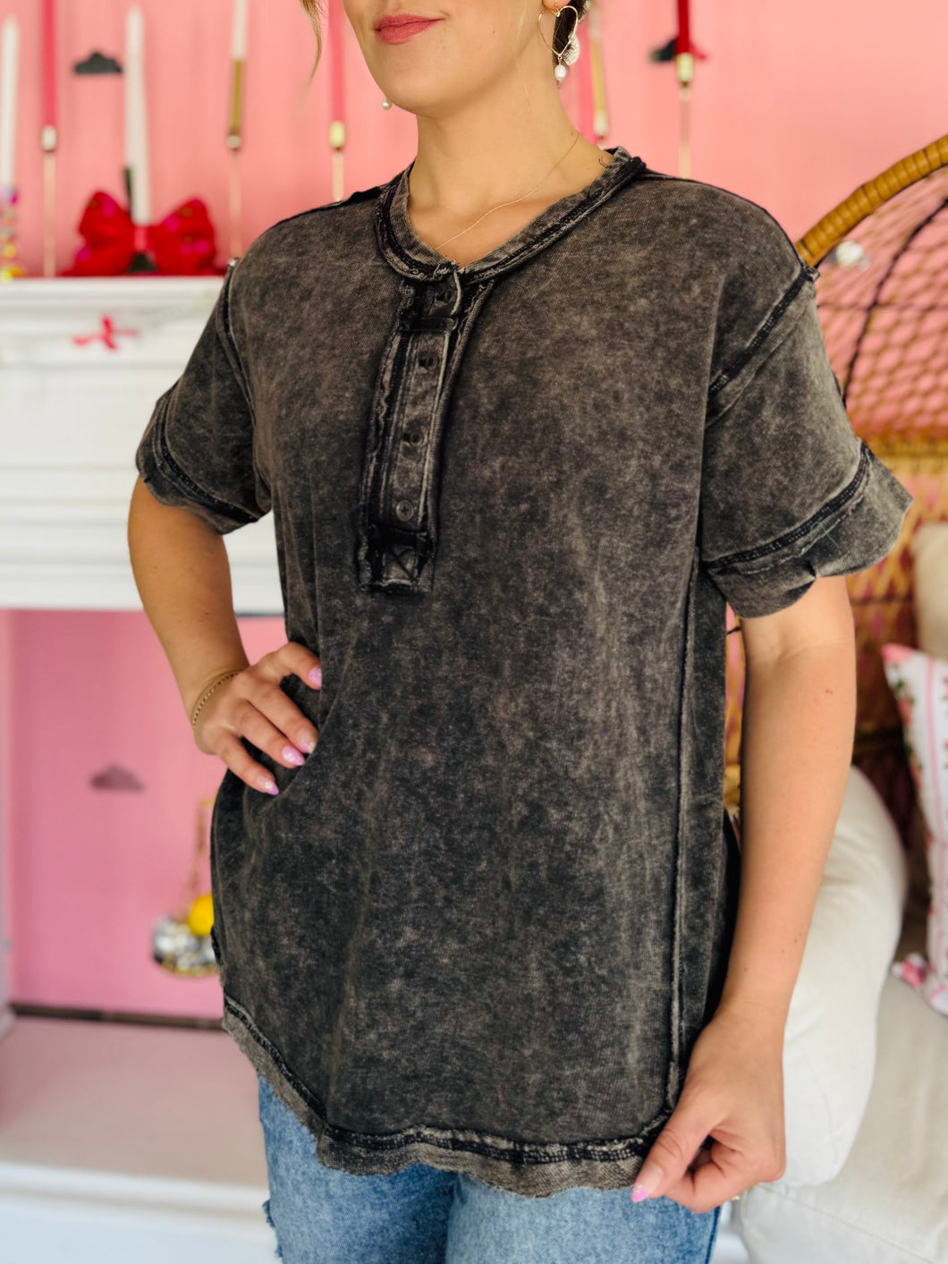 Charcoal Acid Wash Top