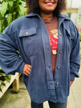 Plus Navy Button Shacket