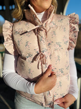 Floral Ruffle Sleeve Puffer Vest