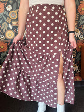 Brown Tiered Polka Dot Maxi Skirt