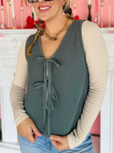 Jade Green Front Bow Sweater Vest