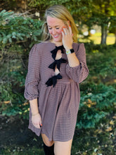 Brown Plaid Bow Dress