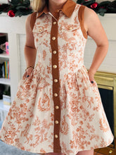 Camel Toile Print Button Dress