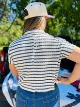 Blue Stripe Collared Top