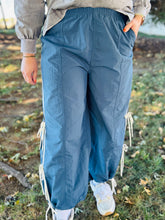 Blue Side Stripe Bow Track Joggers