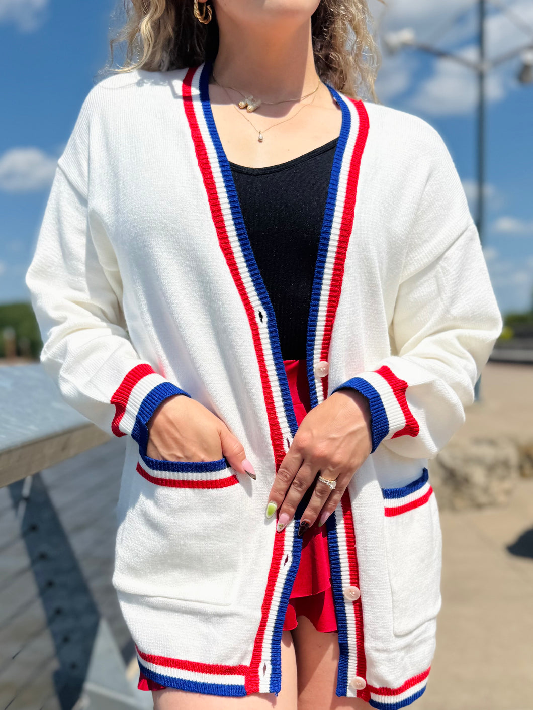 Red, White, & Blue Cardigan