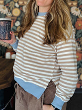Tan Stripe Long Sleeve Crewneck