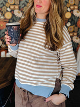 Tan Stripe Long Sleeve Crewneck