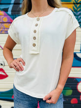 Ivory Button Short Sleeve Top