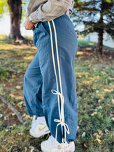 Blue Side Stripe Bow Track Joggers