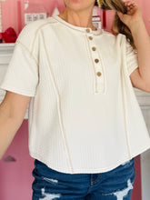 Ivory Short Sleeve Henley Top