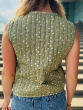 Olive Floral Quilted Vest