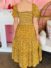 Yellow Smocked Floral Maxi Dress