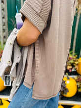 Mocha Ribbed V-Neck Top