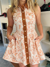 Camel Toile Print Button Dress
