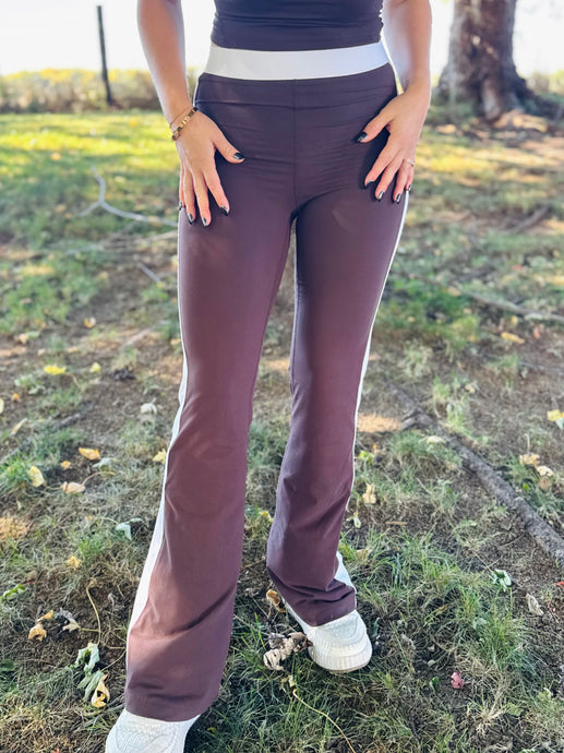 Espresso Side Stripe Flare Leggings