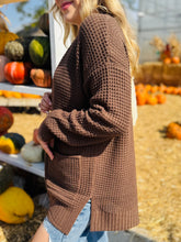 Brown Waffle Knit Cardigan