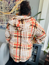 Fall Tan Plaid Fluffy Cardigan