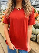 Rust Cotton Round Neck Tee