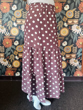 Brown Tiered Polka Dot Maxi Skirt