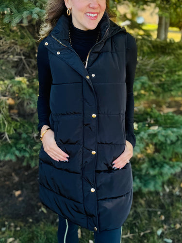 Long Black Puffer Vest