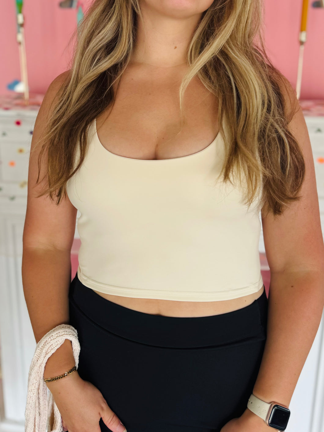 Cream Athletic Tank Top