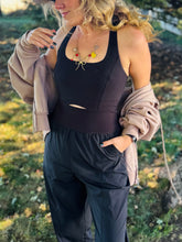 Black Athletic Jogger Jumpsuit