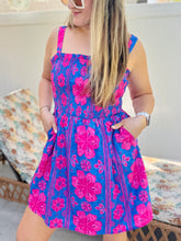 Blue & Pink Hibiscus Dress