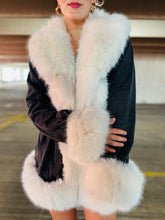 Grey Denim Fur Trim Coat