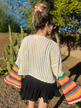 Colorful Bell Sleeve Crochet Cardigan