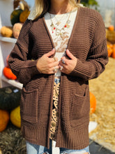 Brown Waffle Knit Cardigan