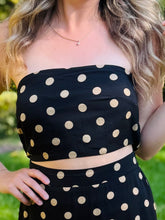Black & Khaki Polka Dot Strapless Top