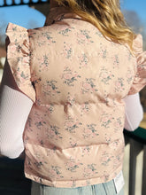 Floral Ruffle Sleeve Puffer Vest