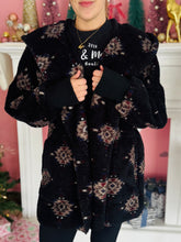 Black Aztec Print Fluffy Cardigan