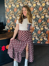 Brown Tiered Polka Dot Maxi Skirt