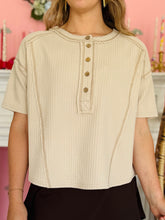 Tan Short Sleeve Henley Top