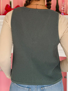 Jade Green Front Bow Sweater Vest