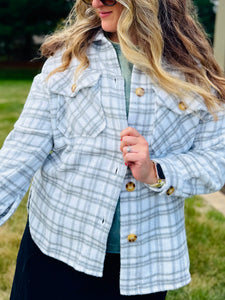 Grey Plaid Oversized Flannel Shacket