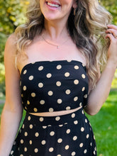Black & Khaki Polka Dot Strapless Top
