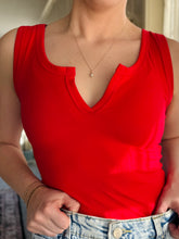 Cherry Red V-Neck Bodysuit
